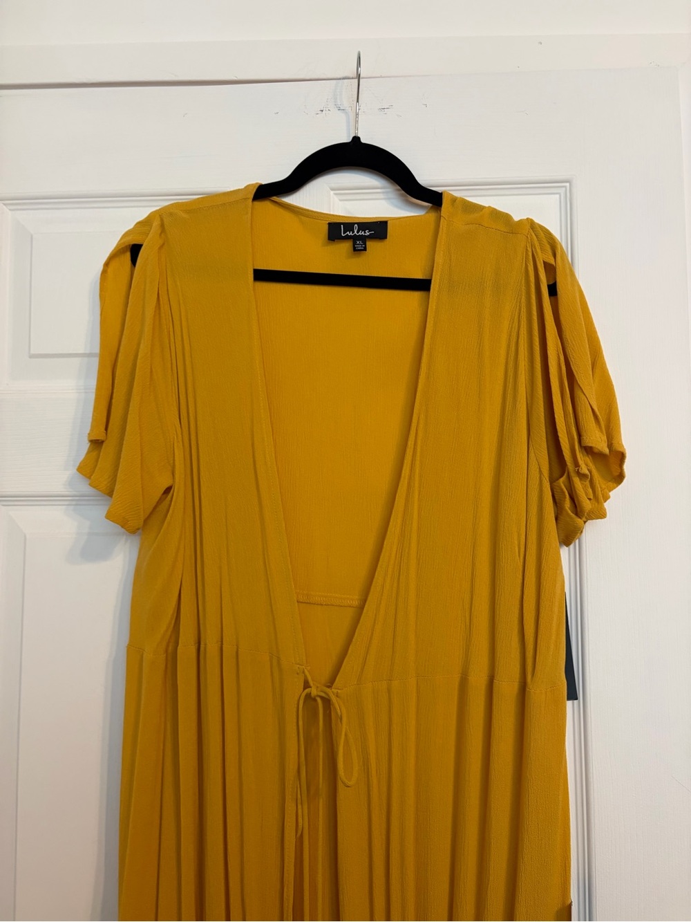 Lulu's Mustard Yellow Wrap Maxi Dress with High Slit - Picture 5 of 6